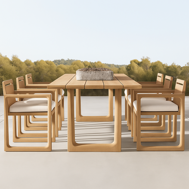 Solenne Atelier Aeris 9-Piece Teak Outdoor Dining Set