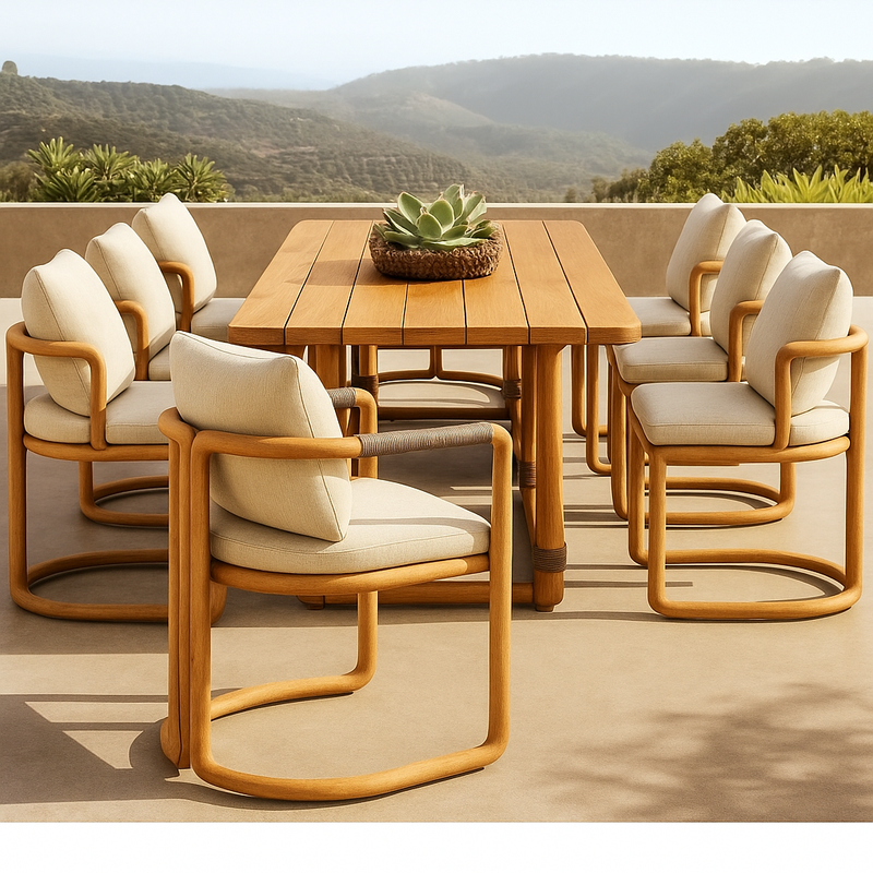 Marin & Vale Arco 9-Piece Teak Rope Outdoor Dining Set