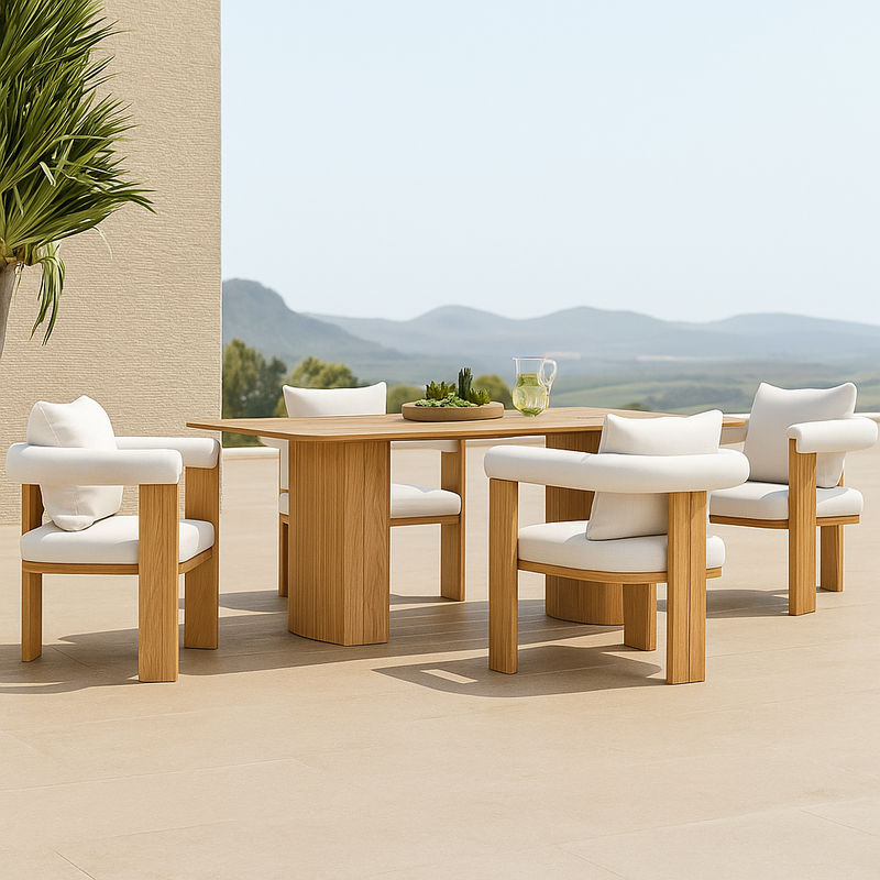 LumaVerde Solaris 9-Piece Teak Cushion Dining Set