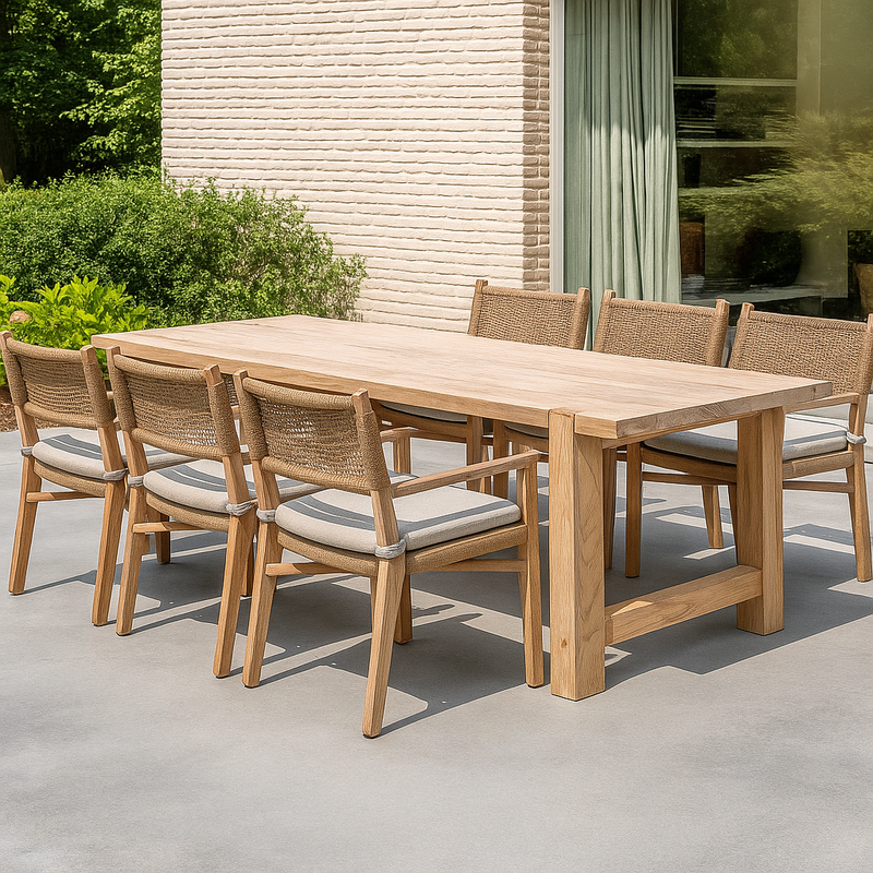 Kestrel & Loom Ridgeway 9-Piece Teak & Woven Rope Dining Set