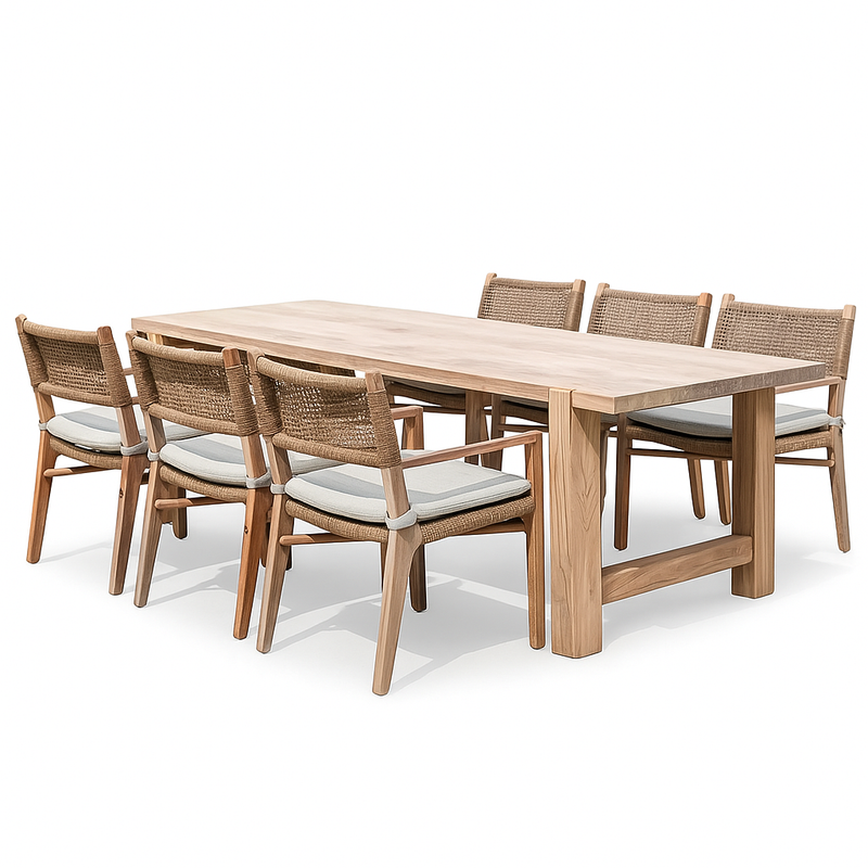 Kestrel & Loom Ridgeway 9-Piece Teak & Woven Rope Dining Set